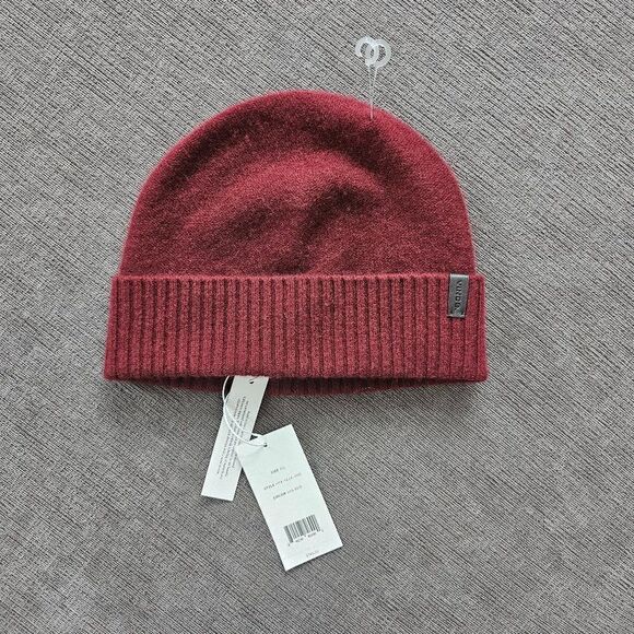 Vince Women\'s Red Pure Cashmere Reverse Jersey Cuffed Hat Size OS main image 10